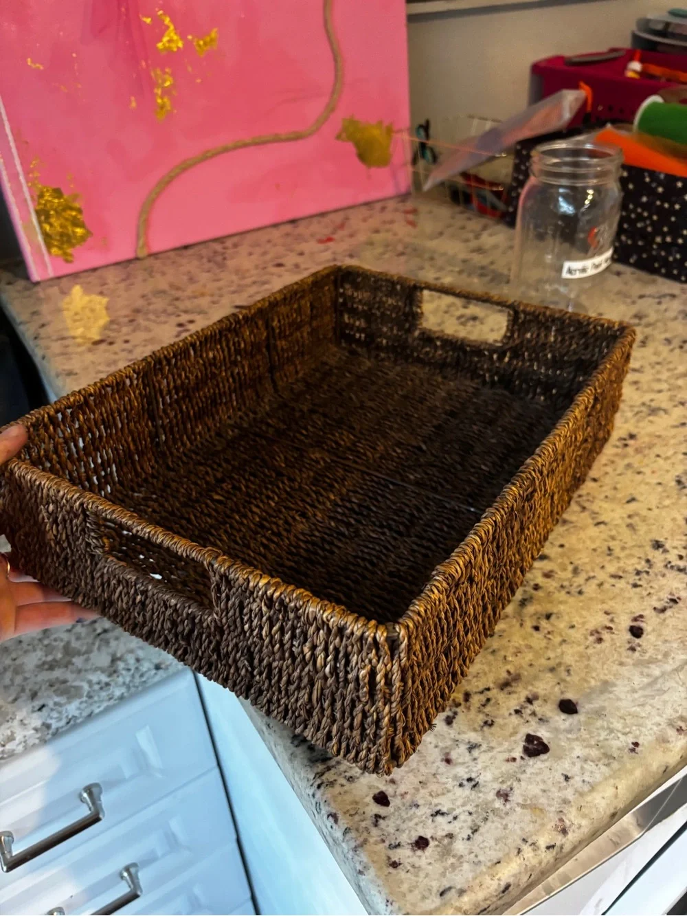 Woven Seagrass Storage Tray - Brown